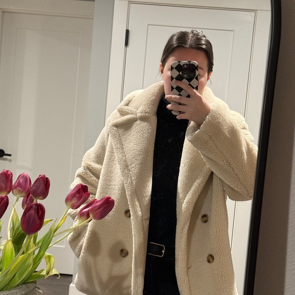 NWTS Banana Republic Cream Teddy Coat M - Picture 9 of 9